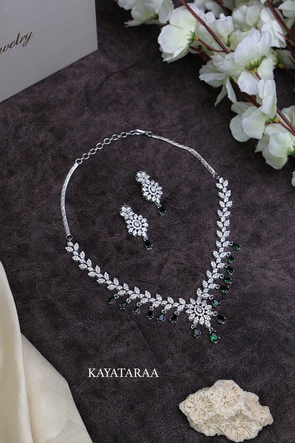 Emerald Drop Marquise Necklace Set