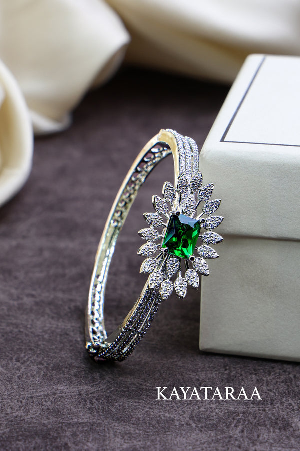 Emerald Bloom Silver Bracelet