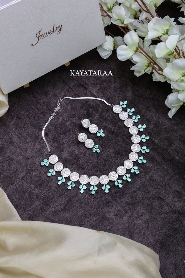 Turquoise Disc Drop Necklace Set