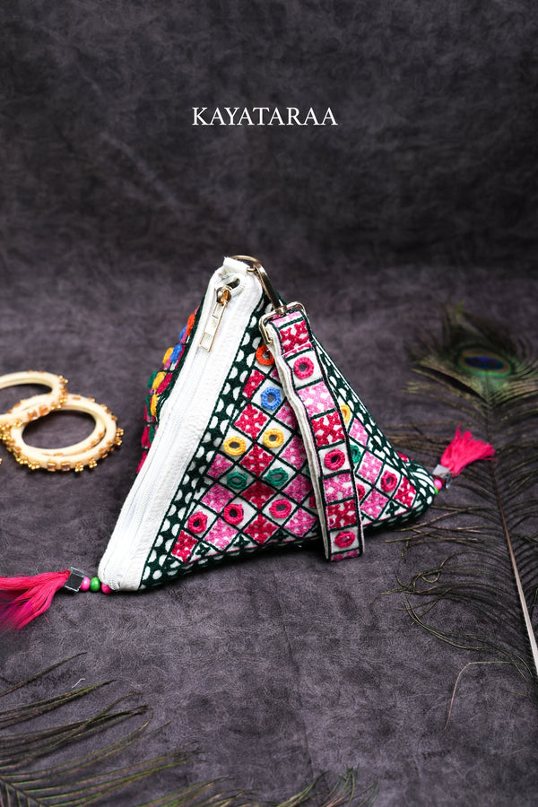 Kutchi Mirror Pyramid Pouch