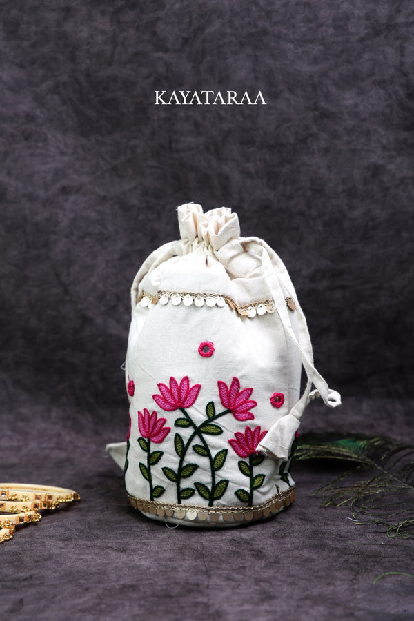Lotus Garden Potli Bag