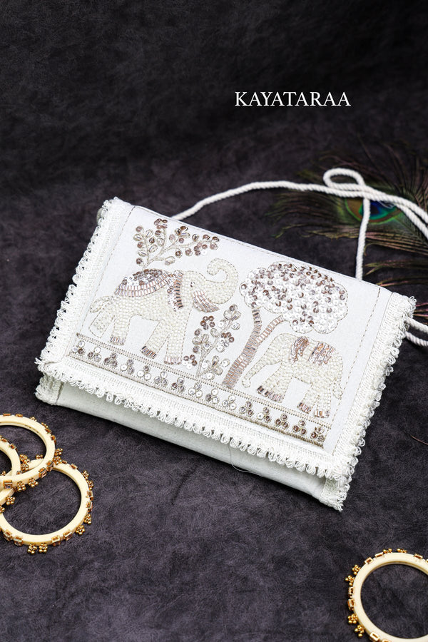 Beaded Elephant Sling Clutch