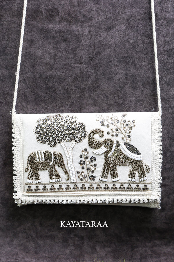Zardozi Elephants Heritage Clutch