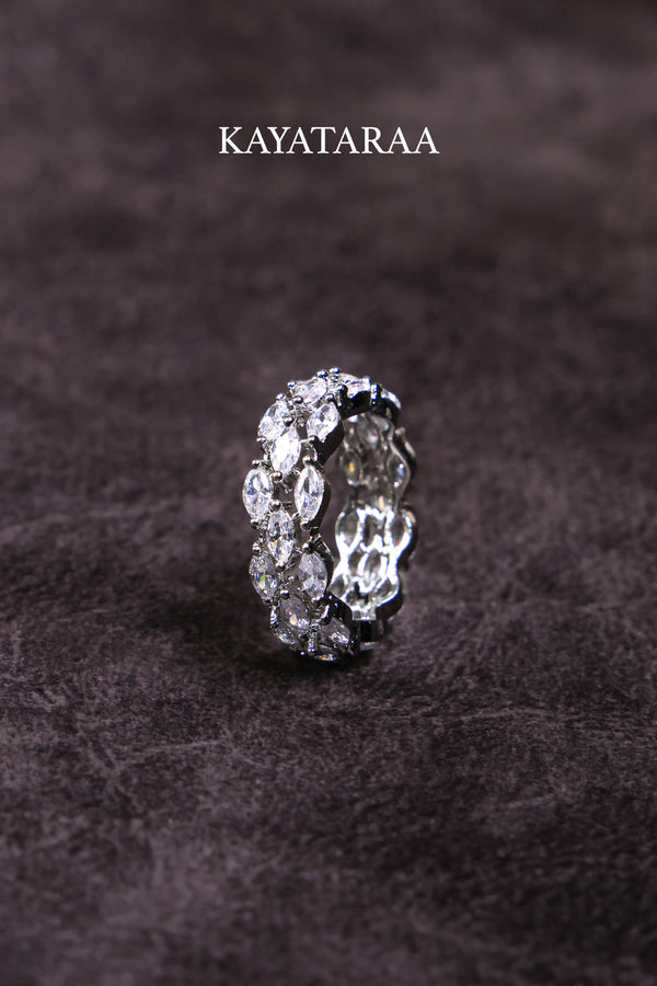 Marquise Eternity Silver Band Ring