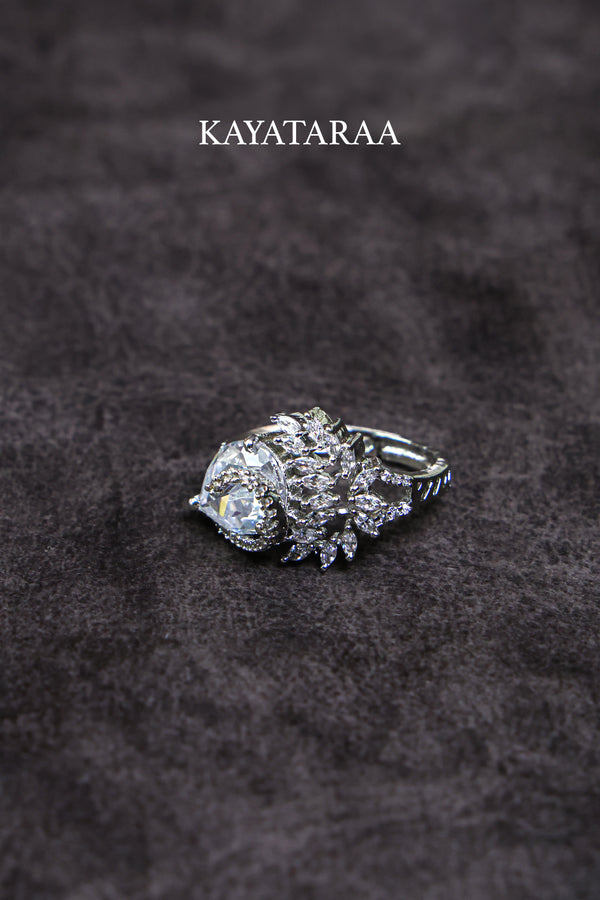 Marquise Cluster Cocktail Silver Ring