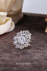Pear Solitaire Halo Ring