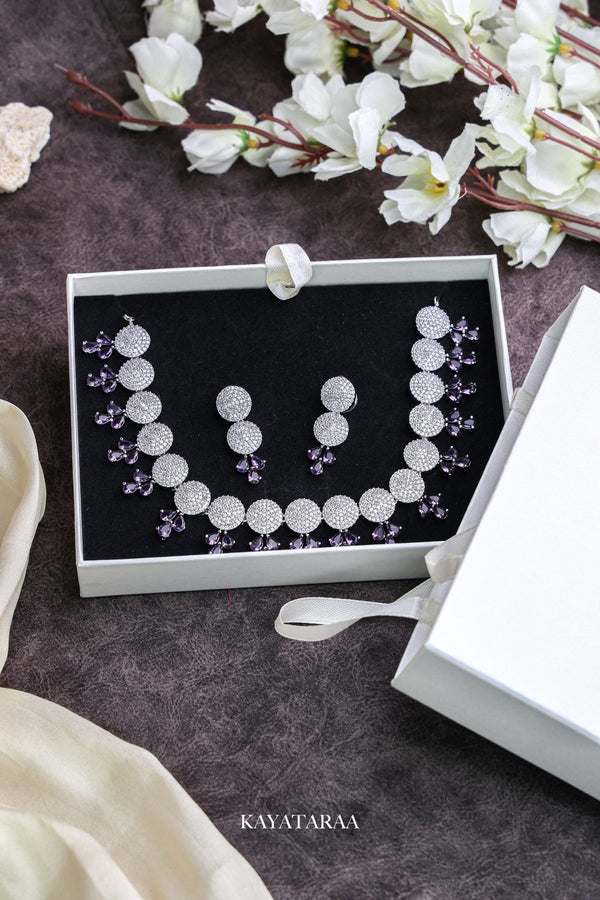 Lilac Drop Pavé Necklace Set