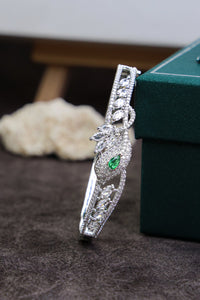Emerald Leaf Silver Cuff