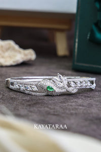 Emerald Leaf Silver Cuff