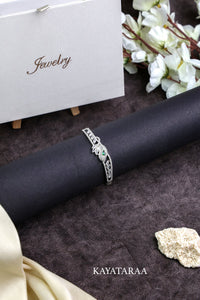 Emerald Leaf Silver Cuff