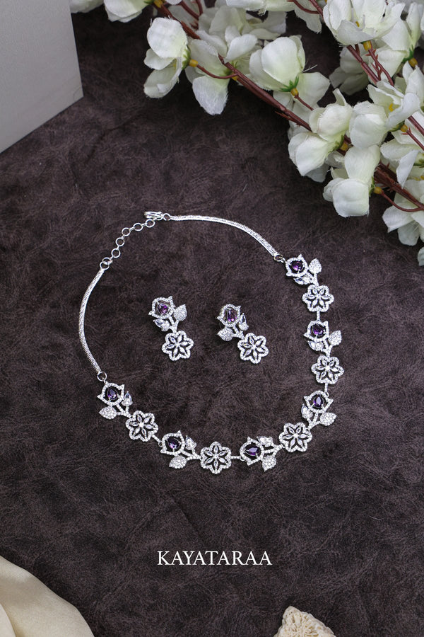 Amethyst Floral Vine Necklace Set