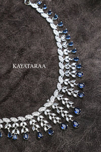 Sapphire Drop Cluster Necklace Set