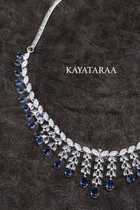 Sapphire Drop Cluster Necklace Set