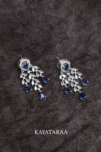 Sapphire Drop Cluster Necklace Set