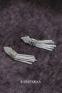 Crystal Baguette Tassel Necklace Set