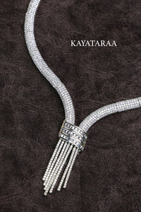Crystal Baguette Tassel Necklace Set