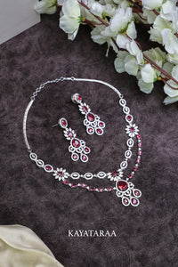 Ruby Cascade Bridal Necklace Set