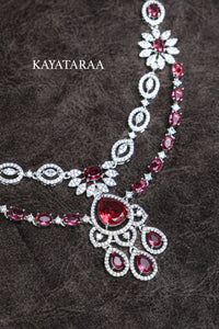 Ruby Cascade Bridal Necklace Set