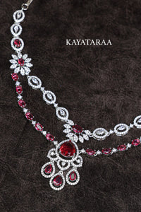 Ruby Cascade Bridal Necklace Set