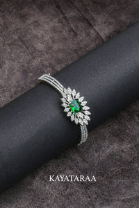 Emerald Bloom Silver Bracelet