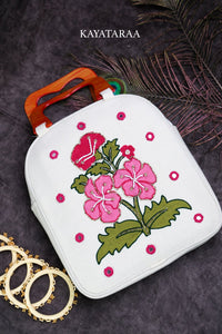 Hibiscus Resin-Handle Top Bag