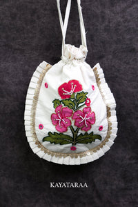 Hibiscus Embroidered Potli