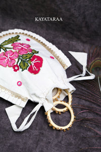 Hibiscus Embroidered Potli