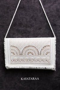 Ivory Jali Cutwork Sling Clutch