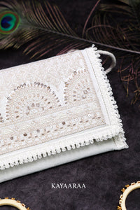 Ivory Jali Cutwork Sling Clutch