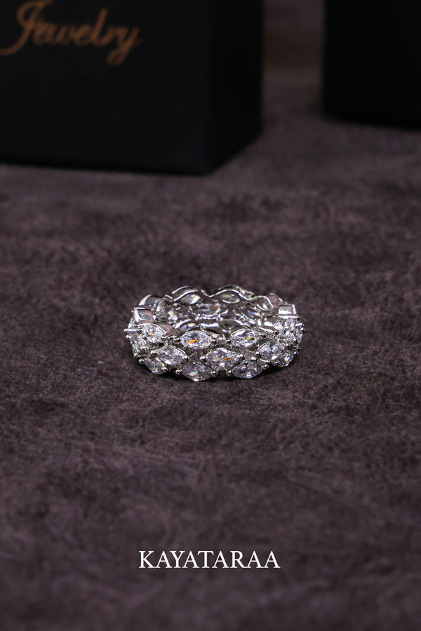 Marquise Eternity Silver Band Ring