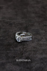 Solitaire Pavé Silver Statement Ring