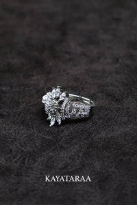 Marquise Crown Cluster Silver Ring