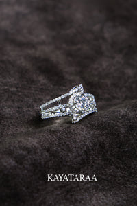 Triple-Band Halo Silver Statement Ring