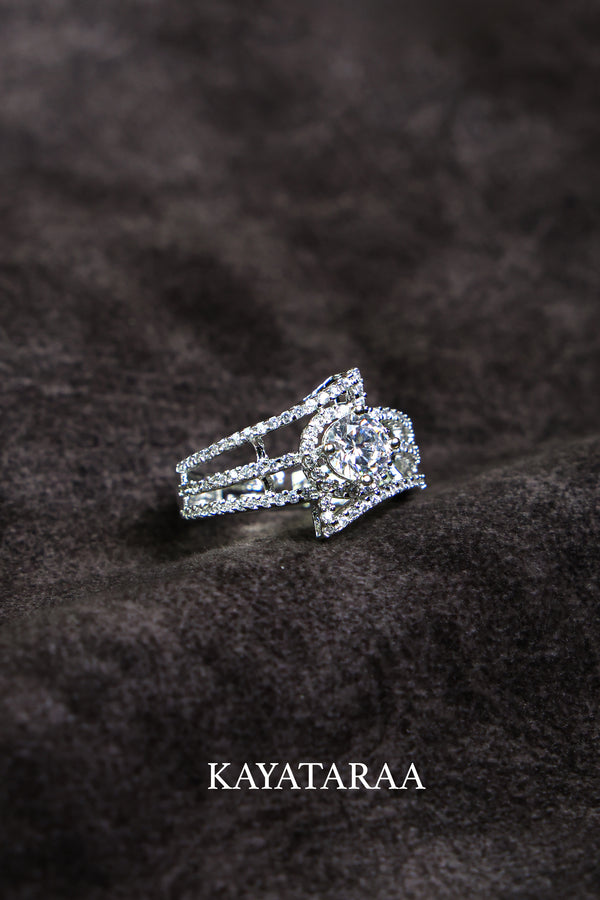 Triple-Band Halo Silver Statement Ring