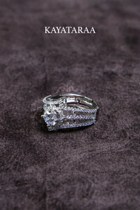 Triple-Band Halo Silver Statement Ring